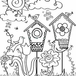 Spring Coloring Pages Part Home Kids Creative Color Landscape Time Season Flower Printable Sheets Drawing