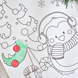 Preeminent Christmas Printable Coloring Pages Penguin Color Kids Adults Cute Wall Print Crazy Holiday Little