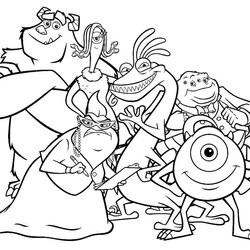 Perfect Monster Inc Coloring Pages Mike Sally And Other Monsters