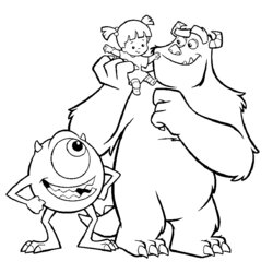 Wonderful Disney Coloring Pages Monsters Inc And Little Girls Monster Printable Boo Mike