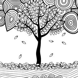 Fall Coloring Pages For Adults Free Adult Autumn Tree Sheets Printable Leaves Kids Trees Color Colouring