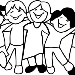 Marvelous Five Kids Friendship Coloring Page Pages Friends