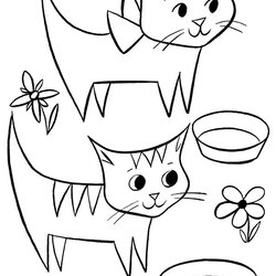 Free Printable Kitten Coloring Pages For Kids Best Cat Color Colouring Cute Kitty Sheets Preschoolers Idea