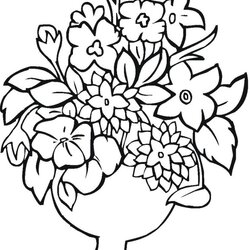 Flower Coloring Page Flowers Pages Kids Vase Printable Drawing Colour Print Color Beautiful Sheets Pansy