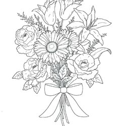Superior Bouquet Of Flowers Coloring Pages For Printable Free