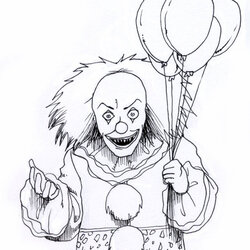 High Quality Printable Scary Coloring Pages Creepy Clown