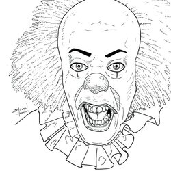 Creepy Coloring Pages For Adults At Free Printable Horror Clown Scary Stephen Curry Halloween Girl Drawing