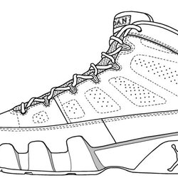 Jordan Coloring Pages Home Air Drawing Shoes Shoe Nike Retro Template Drawings Sketch Sneaker Sneakers