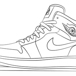 Jordan Coloring Pages Home Nike Shoes Shoe Drawing Air Drawings Book Printable Print Inspirations Awesome