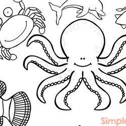 Excellent Ocean Creatures Coloring Pages Simple Fun For Kids Printable Scenes Comments Title