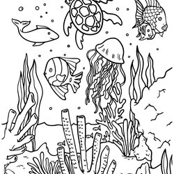 Fine Printable Sea Animals Coloring Pages Pg Canada