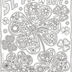 Excellent St Day Coloring Pages For Adults Clover Leaves Shamrock
