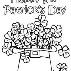Exceptional St Patrick Day Printable Coloring Pages For Adults Kids Shamrock Happy Print Spring Hat Sheets