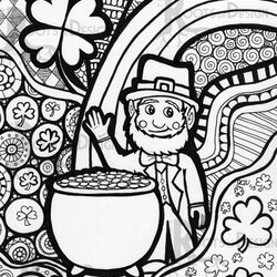 Sterling Instant Download Coloring Page St Day By Pages Adults Leprechaun Irish Patrick Printable Color