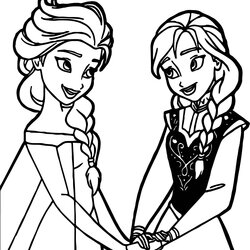 Spiffing Elsa Coloring Pages Free Download On Anna Frozen Holding Hands Princess Disney Printable Sheets