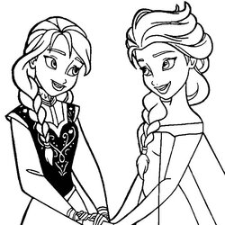 Perfect Queen Elsa And Princess Anna Coloring Pages Sky Drawing Frozen Easy Printable Colouring Color