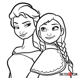 Admirable How To Draw Elsa And Anna Together Frozen Step By Drawing Princesses Kids Printable