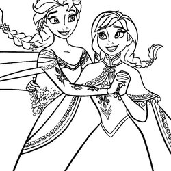 Swell Frozen Anna And Elsa Coloring Page Free Printable Pages