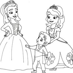 Sofia The First Coloring Pages Two Princesses And Baby Princess Amber Disney James Sophia Printable Drawing