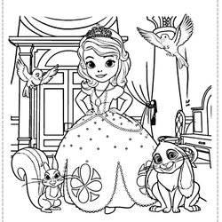 Sublime Sofia The First Coloring Pages Kids Printable Clover Print Mia Disney Color Sophie Junior Birthday