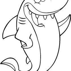 Eminent Cartoon Shark Coloring Pages At Free Printable Sharks Template Drawing Templates Funny Colouring