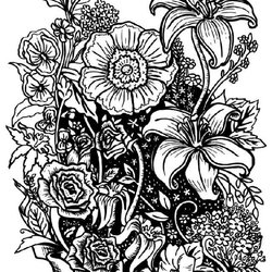 Adorable Free Flower Coloring Pages For Adults Printable Four Adult Print Book Color Three Design