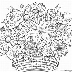 The Highest Standard Cute Flower Adult Coloring Page Printable Pages Flowers Adults Spring Print Books