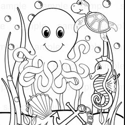 Outstanding Sea Creatures Coloring Pages At Free Printable Ocean Life Animals Animal Print Underwater Beach