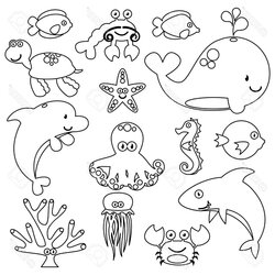 Fantastic Sea Creatures Drawing At Free Download Animals Easy Ocean Underwater Kids Animal Marine Aquatic