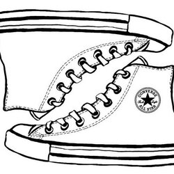 Admirable Converse Sketch Drawing Coloring Page Shoes