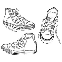 Printable Old Sneakers Coloring Page From Shoes Converse Vector Sketch Pages Star Graphics Cool Illustration