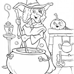 Matchless Halloween Coloring Pages Free To Download Witch Potion Cooking Witches Making Color Printable