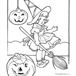 Witch Halloween Coloring Page Pages Printable Print