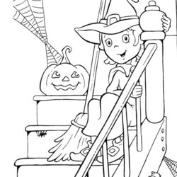 Great Halloween Witch Printable Coloring Page Pages Witches Color Print Popular