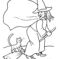 Preeminent Halloween Witch Coloring Pages