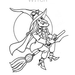 Halloween Witch Coloring Page Free Sheets Kids Flying Date Sheet