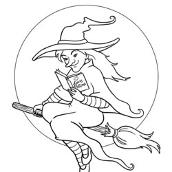 Sublime Halloween Pretty Witch Coloring Page For Kids Printable Free