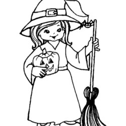 Halloween Witch Coloring Page And Broomstick Free Printable Pages Kids Sheets Witches Colouring Cute Broom