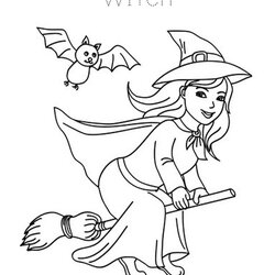 Exceptional Halloween Witch Coloring Page Free Kids Sheet