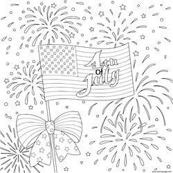 Spiffing American Flag With Firework Happy Of July Coloring Page Printable Pages Print
