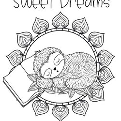 Sublime Cute Sloth Coloring Pages Printable Activities Party Bright Sleeping Page