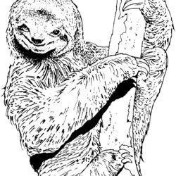 High Quality Free Sloth Coloring Pages Animals Sloths Tree Amazing Admirable Climbing Google Library