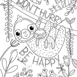 Spiffing Baby Sloth Adult Coloring Book Page Planner Template Hurry Faultier Flower