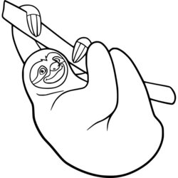 Great Cartoon Sloth Coloring Pages Toed Sid Simple Three