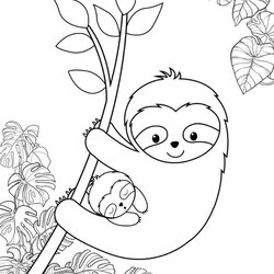 Sterling Printable Sloth Coloring Pages World Holiday Cute Page