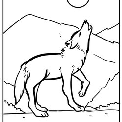 Eminent Wolf Coloring Pages All New And Updated Wolves Moon Night