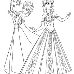 High Quality Elsa Anna Coloring Pages Printable Com Drawing Frozen Colouring Disney Girls Print Color
