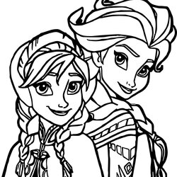 Excellent Elsa Anna Coloring Page Pages Frozen Drawing Disney Princess Print Printable Colouring Sheets