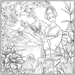 Very Good Best Ideas For Coloring Japanese Pens Landscape In Japan With Geisha