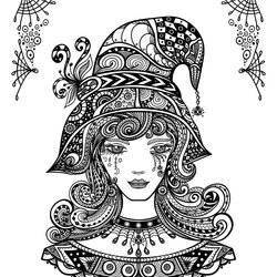 Brilliant Halloween Coloring Pages For Adults To Print And Color Witch Printable Sheets Book Round Over